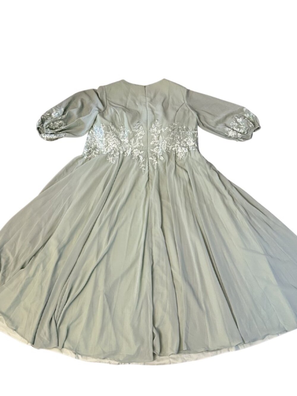 NWT Cicinia Long Sleeves Ankle Length Chiffon Mother Of The Bride Dusty Sage - Picture 10 of 13